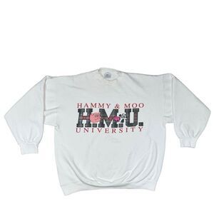 Vintage Hammy and Moo University Hamwear Sweatshirt White One‎ Size Fits All
